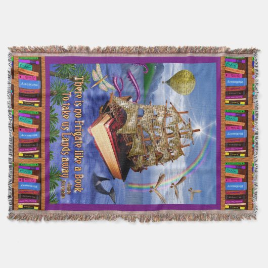 エミリー・ディキンソンの詩の引用文の本の船の海 スローブランケット (正面)