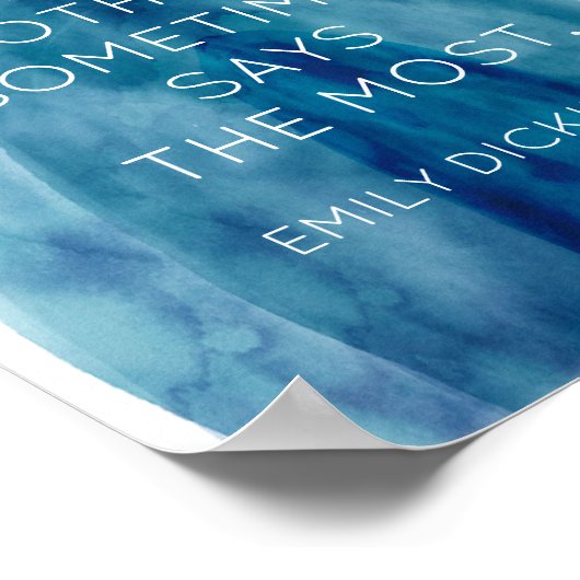 エミリー・ディキンソン文学引用文ブルーウォーターカラーアート ポスター (角)
