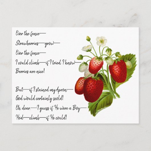 エミリー・ディキンソン「フェンス越え」詩のはがき ポストカード (正面)