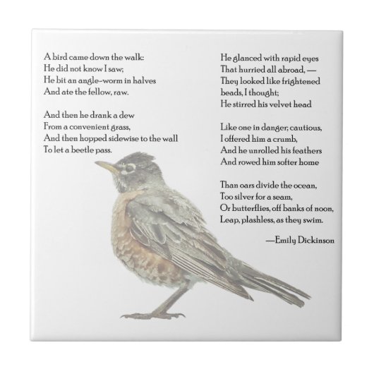 エミリー・ディキンソン「庭で」詩タイル タイル (正面)