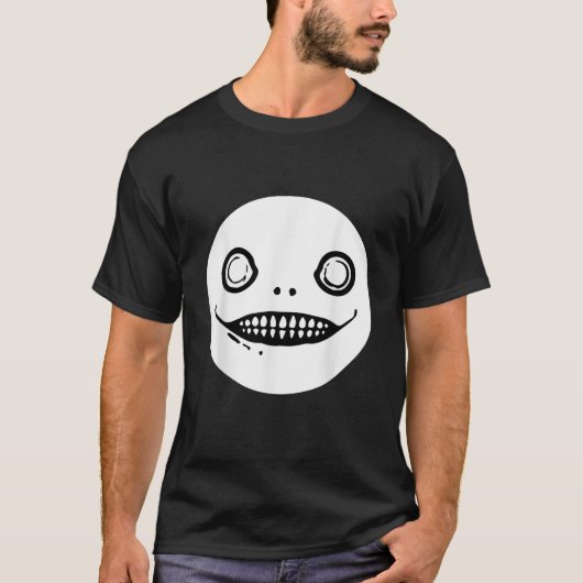 エミルタロウ横顔マスク笑顔のスケルトン Tシャツ (正面)