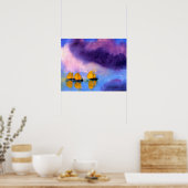 エミルノルデ – 海と紫の雲と帆船 ポスター (キッチン)