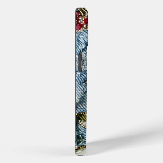 エミードジュエルフローラデニムテクスチャ Case-Mate iPhoneケース (裏面 / 右)