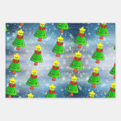 エメかわいらしラルドメリークリスマスツリーテーマ ラッピングペーパーシート (正面3)