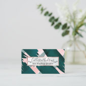 エメアートラルドモダングリーンピンクのブラシストローク 名刺 (スタンド正面)