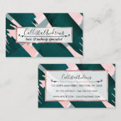 エメアートラルドモダングリーンピンクのブラシストローク 名刺 (正面/裏面)