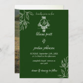 エメエレガントモダンラルド結婚グリーン入荷 招待状 (正面/裏面)