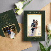 エメエレガントラルグリーン金ゴールド結婚写真ズ サンキューカード