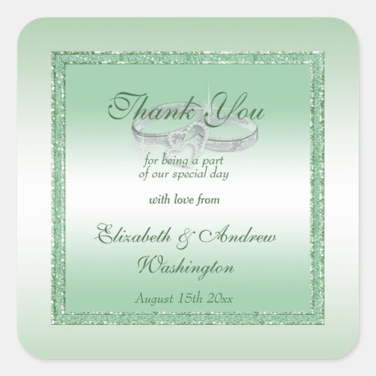 エメエレガントラルドグリッター&シルバー結婚ズリングや輪 スクエアシール (正面)