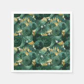 エメエレガントラルドグリーンと金ゴールドフローラ結婚ズ スタンダードカクテルナプキン (正面)