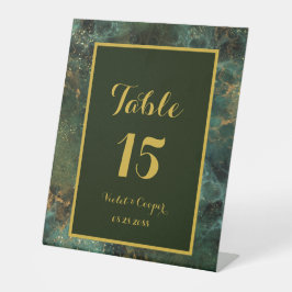 エメエレガントラルドグリーンと金ゴールドフ結婚レックス 台座サイン