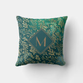 エメエレガントラルドグリーンと金ゴールド葉モノグラム クッション (裏面)