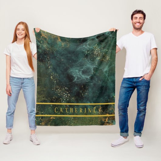 エメエレガントラルドグリーンアンド金ゴールドグリッターカスタム フリースブランケット (インサイチュ)