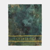 エメエレガントラルドグリーンアンド金ゴールドグリッターカスタム フリースブランケット (正面)