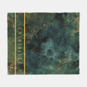 エメエレガントラルドグリーンアンド金ゴールドグリッターカスタム フリースブランケット (正面(横))