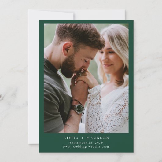 エメエレガントラルドグリーンクレストモノグラム結婚ズ 招待状 (裏面)