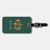 エメエレガントラルドグリーンフェイク金ゴールド冠 ラゲッジタグ (正面横)