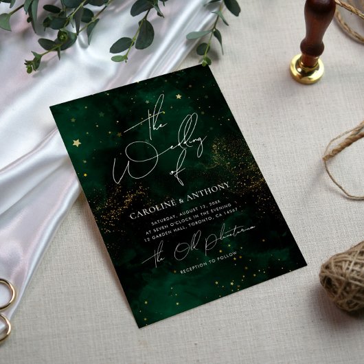 エメエレガントラルドグリーンブラックウォーター結婚カラー 招待状
