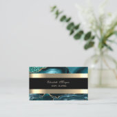 エメエレガントラルドグリーンブラック金ゴールドストライプのグリッター 名刺 (スタンド正面)