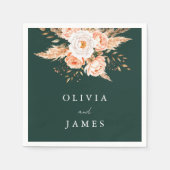 エメエレガントラルドグリーンボホシックフローラズ結婚 スタンダードカクテルナプキン (正面)