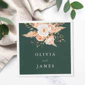 エメエレガントラルドグリーンボホシックフローラズ結婚 スタンダードカクテルナプキン