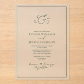 エメエレガントラルドグリーン書道モノグラム結婚ズ アクリル招待状 (正面)