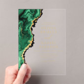 エメエレガントラルドグリーン金ゴールドアゲ結婚ート アクリル招待状 (インサイチュ (ポータブル))