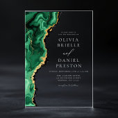 エメエレガントラルドグリーン金ゴールドアゲ結婚ート アクリル招待状