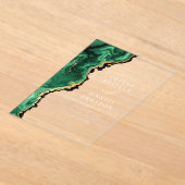 エメエレガントラルドグリーン金ゴールドアゲ結婚ート アクリル招待状 (レイダウン)