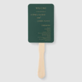 エメエレガントラルドグリーン金ゴールドミニマル結婚式 プログラム ハンドファン (正面)