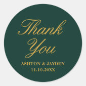 エメエレガントラルドグリーン金ゴールド結婚の感謝 ラウンドシール (正面)