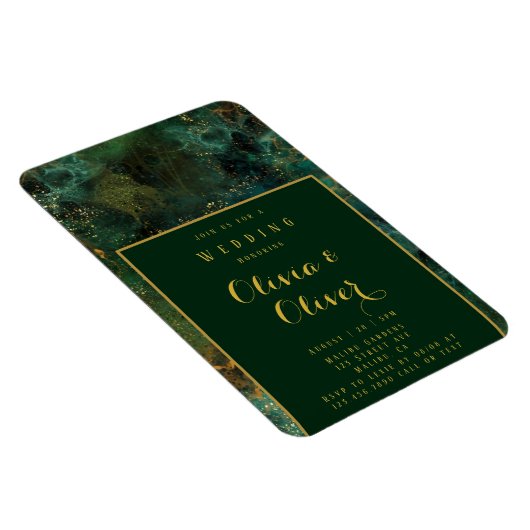 エメエレガントラルドグリーン&金ゴールドグリッターアゲート結婚ズ マグネット (右側)