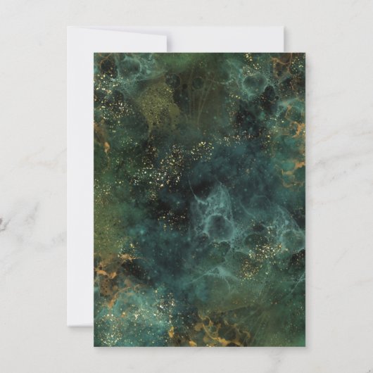 エメエレガントラルドグリーン&金ゴールドグリッターアゲート結婚ズ 招待状 (裏面)