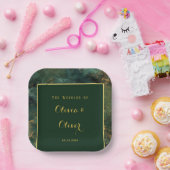 エメエレガントラルドグリーン&金ゴールドグリッター結婚ズ ペーパープレート (パーティー)