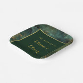 エメエレガントラルドグリーン&金ゴールドグリッター結婚ズ ペーパープレート (傾斜あり)