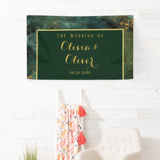 エメエレガントラルドグリーン&金ゴールドグリッター結婚ズ 横断幕 (インサイチュ)