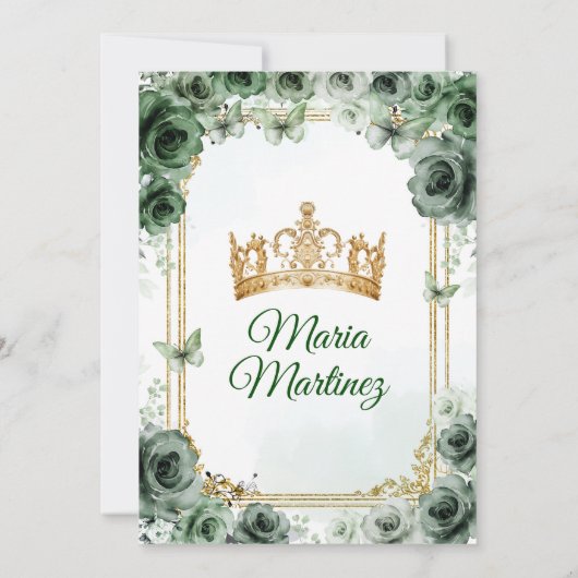 エメエレガントラルドグリーン&金ゴールドミクインズスウィート16th 招待状 (裏面)