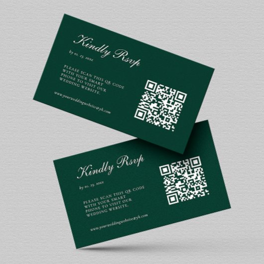 エメエレガントラルドグリーンRSVP QRコー結婚ド エンクロージャーカード