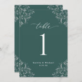 エメエレガントラルドグ結婚リーンのテーブル番号カード 招待状 (正面/裏面)