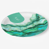 エメエレガントラルドティール（緑がかった色）大理石ウォーター結婚カラー ペーパープレート (アングル)