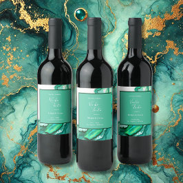 エメエレガントラルドティール（緑がかった色）大理石ウォーター結婚カラー ワインラベル