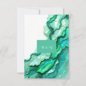 エメエレガントラルドティール（緑がかった色）大理石ウォーター結婚カラー 出欠カード (裏面)