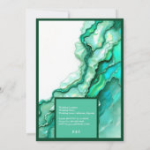 エメエレガントラルドティール(緑がかった色)大理石ウォーター結婚カラー 招待状 (裏面)