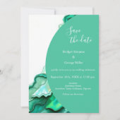 エメエレガントラルドティール（緑がかった色）大理石ウォーター結婚カラー 招待状 (正面)
