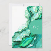 エメエレガントラルドティール（緑がかった色）大理石ウォーター結婚カラー 招待状 (裏面)