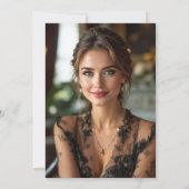 エメエレガントラルドフォーマルグリーンディナー写真パーティー 招待状 (裏面)