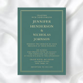 エメエレガントラルドフォーマルグリーン結婚の金ゴールド 箔招待状