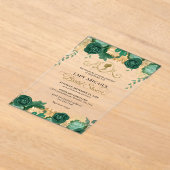 エメエレガントラルドフローラビクトリアンブライダルシャワー アクリル招待状 (レイダウン)