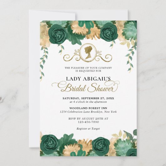 エメエレガントラルドフローラビクトリアンブライダルシャワー 招待状 (正面)