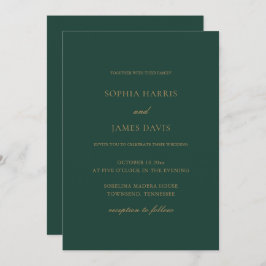 エメエレガントラルドミニマルグ結婚・グリーン 招待状